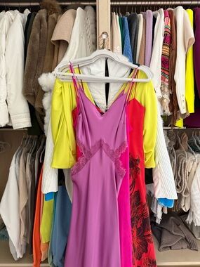 DANNIJO Lace Cut Out Maxi Slip Dress in Orchid